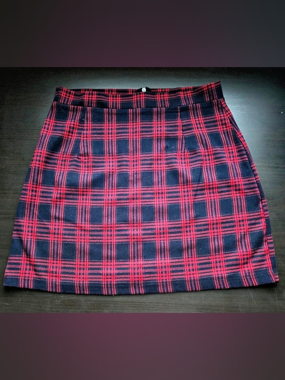 Plaid Mini Skirt in Black & Red Like New